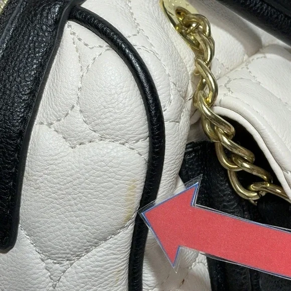 Betsey Johnson Classic Heart Quilted Sachel Handbag - Picture 7 of 15